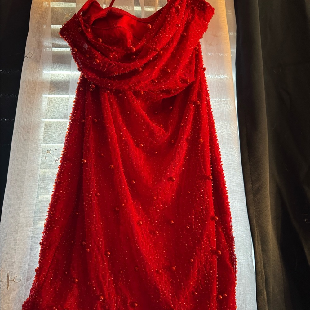 Elegant Red Beaded Dress